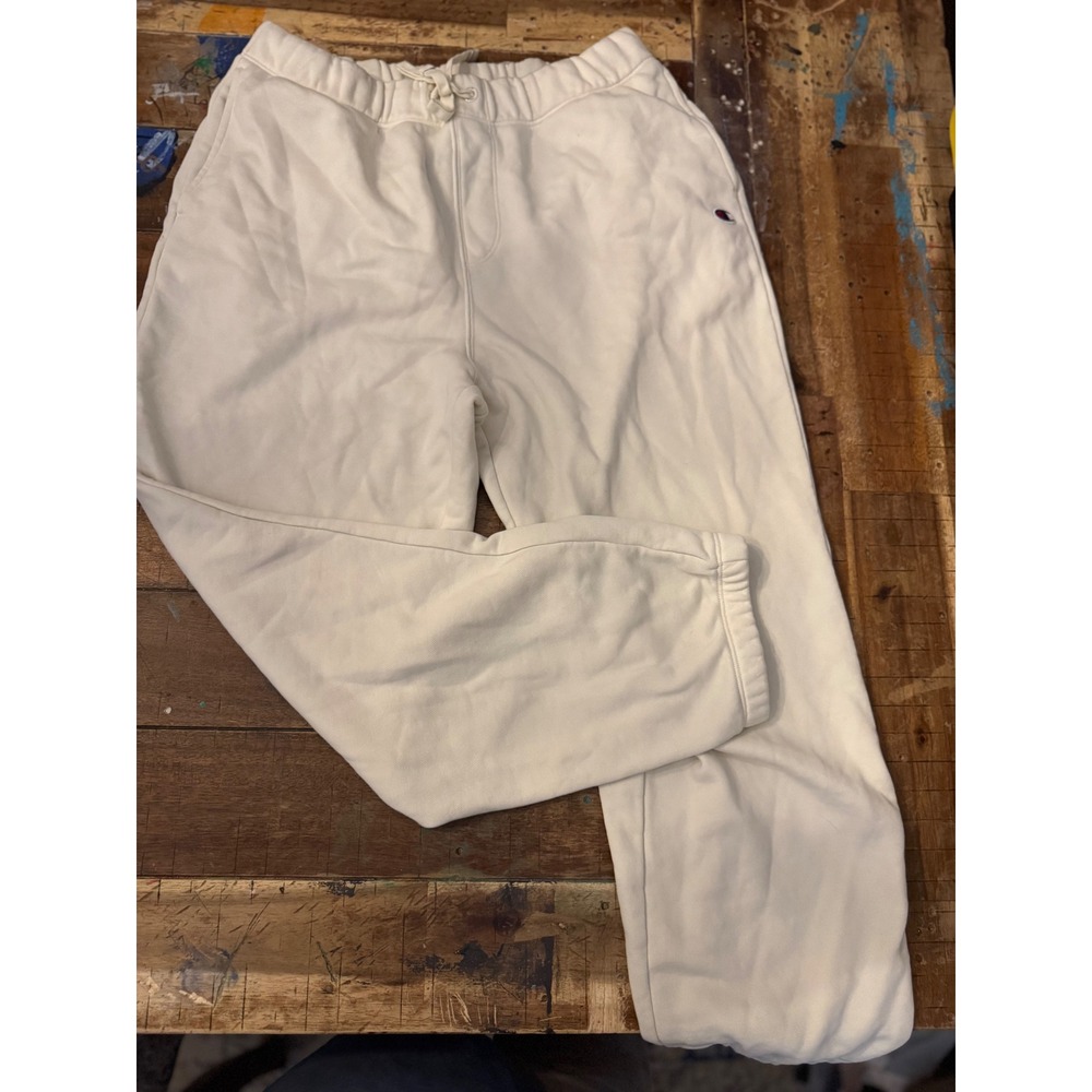 Champion Reverse Weave Sweatpants Cream Off White Joggers Mens Medium